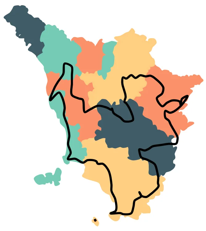 Map of the Tuscany road trip route
