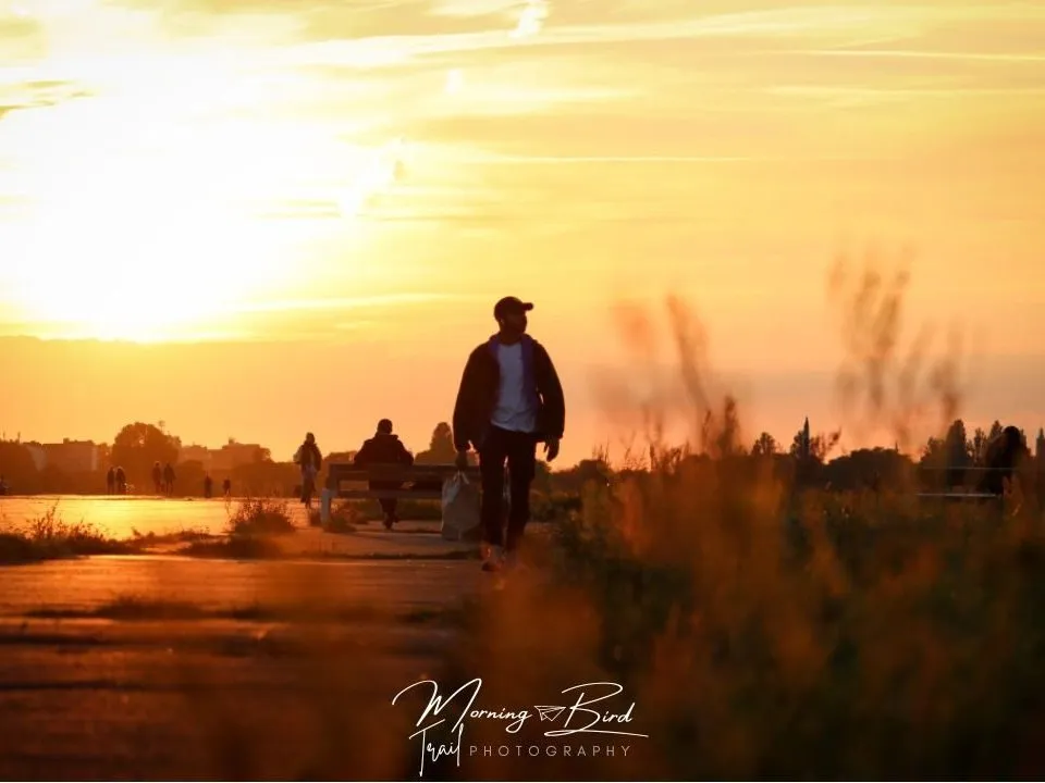 Street photography at sunset at Temperhof Feld, Berlin